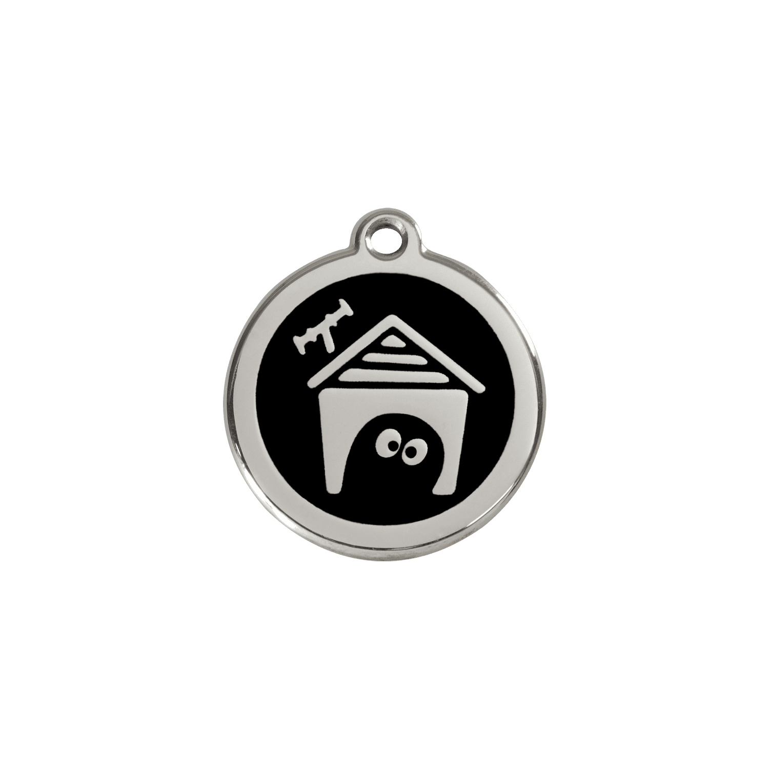 Vue avant - Médaille personnalisée pour chien/chat Red Dingo Émail/Acier inoxydable - Motif Niche - Noir - Taglia S
