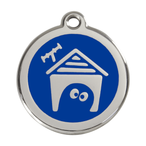 Medaglietta per cane grande smalto blu scuro e acciaio inox