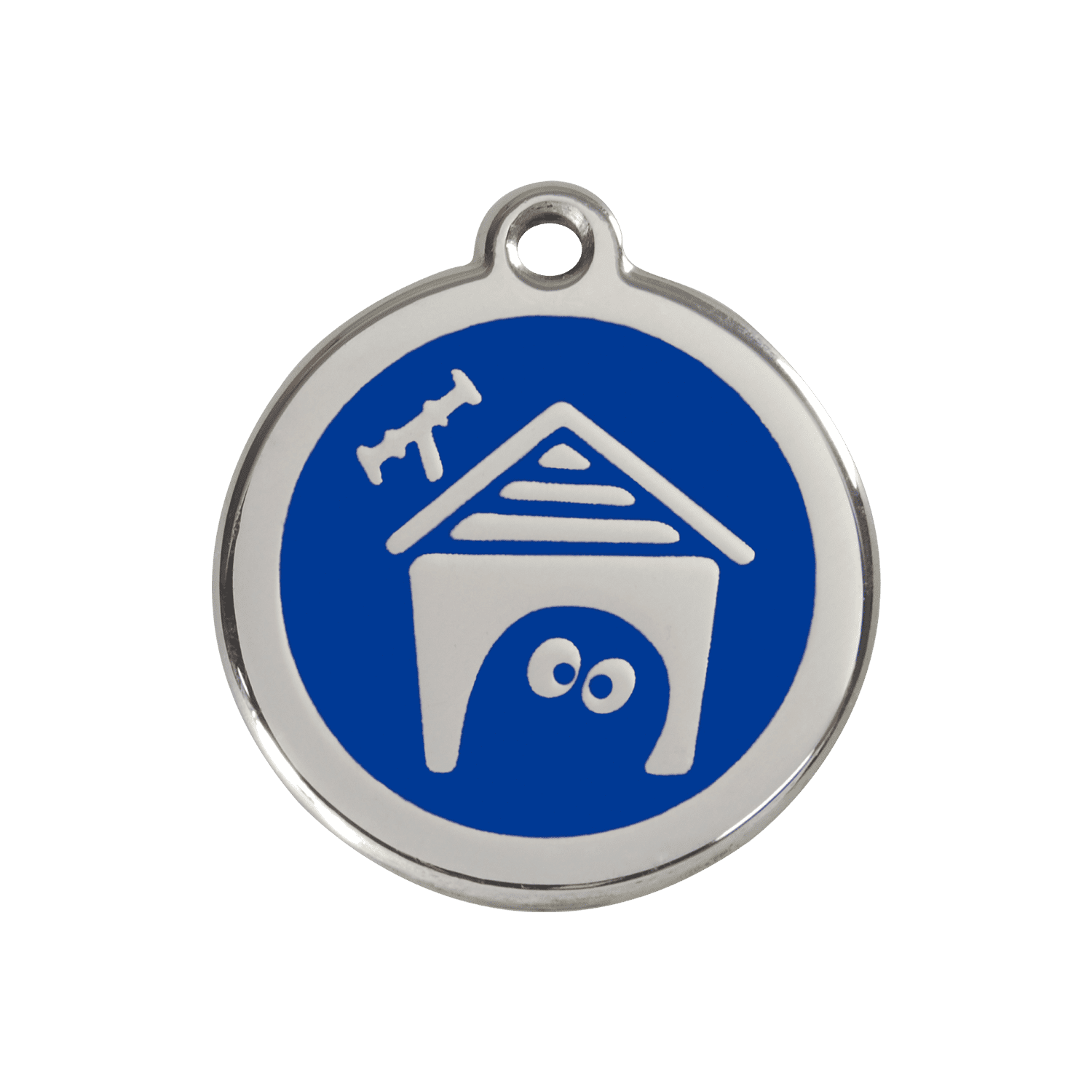 Vue avant - Médaille personnalisée pour chien en émail et acier inoxydable - Red Dingo - Bleu foncé - Taglia M