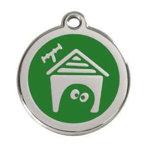 Medaglietta per cane grande smalto verde e acciaio inox