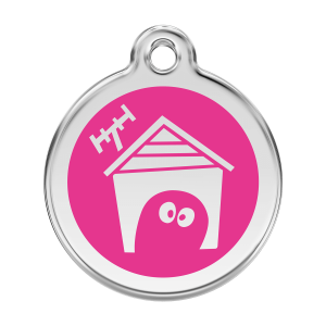 Medaglietta per cane grande smalto rosa vivo e acciaio inox