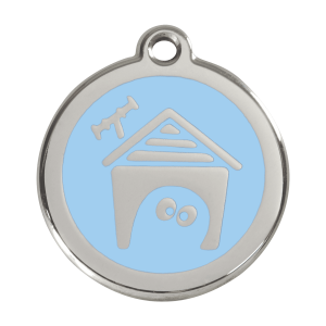 Medaglietta per cane grande smalto azzurro e acciaio inox