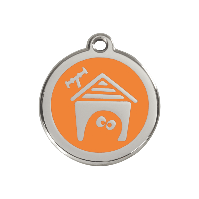 Vue avant - Médaille personnalisée pour chien Red Dingo Émail/Acier Orange M 30.00mm - 01-DH-OR-ME