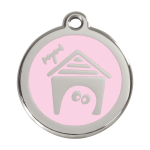 Medaglietta per cane grande smalto rosa e acciaio inox