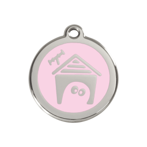 Medaglietta per cane medio smalto rosa e acciaio inox