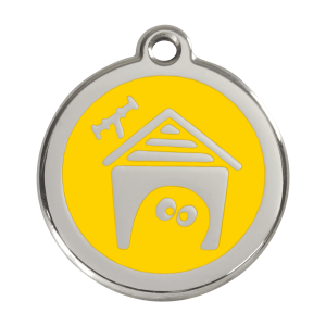Medaglietta per cane grande smalto giallo e acciaio inox