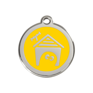 Medaglietta per cane medio smalto giallo e acciaio inox