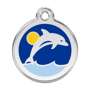 Medaglietta per cane grande smalto blu scuro con delfino
