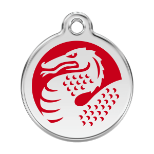Medaglietta per cane grande Rosso Drago smalto e acciaio inox
