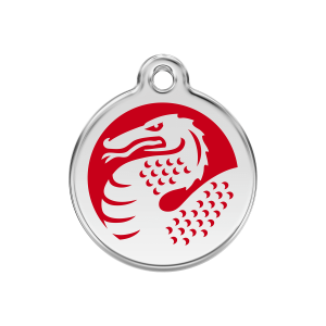 Rosso Drago Smalto Acciaio Inox Medaglietta per cane medio