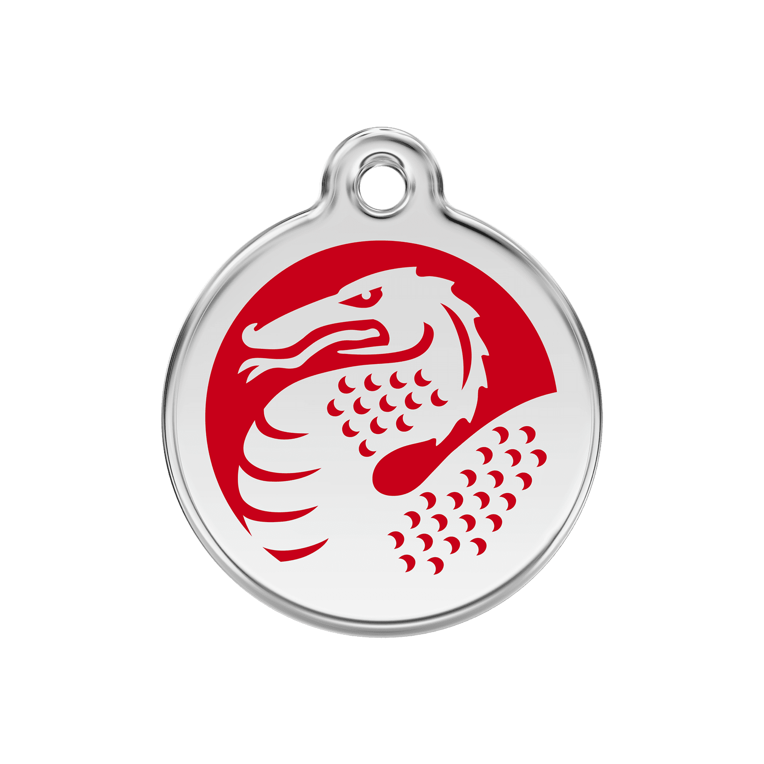 Vue avant - Médaille personnalisée pour chien Red Dingo Dragon en émail et acier inoxydable - Rouge - Taglia M