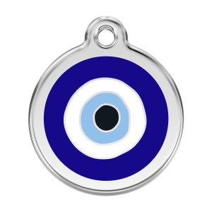 Medaglietta per cane grande Malocchio smalto blu scuro acciaio inox