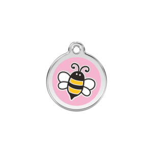 Medaglietta per gatto piccola Bombo smalto rosa acciaio inox