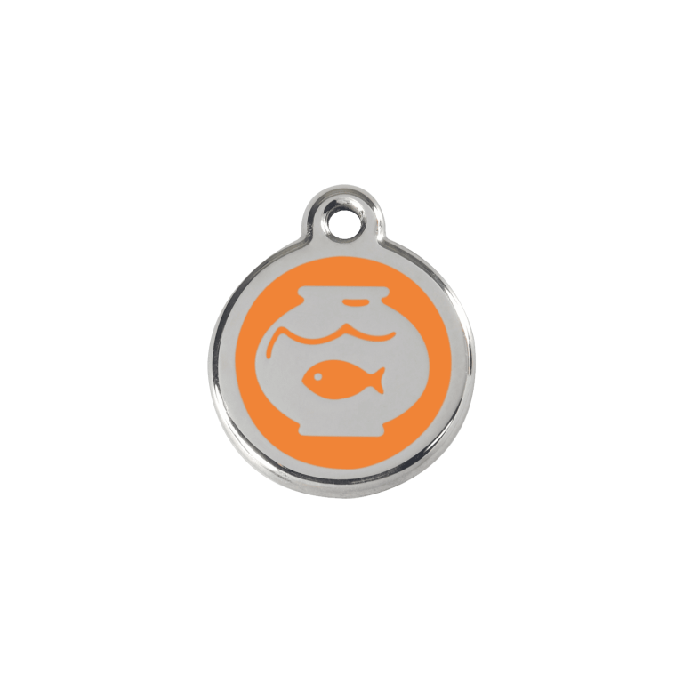 Vue avant - Médaille personnalisée pour chien/chat Red Dingo Émail/Acier Inoxydable Orange 20mm - 01-FB-OR-SM