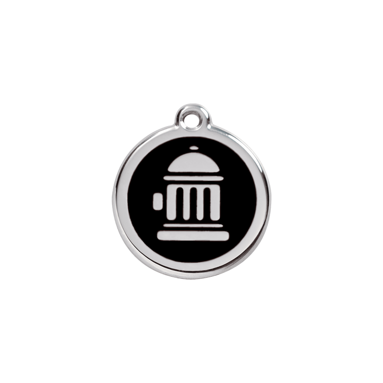 Vue avant - Médaille personnalisable pour chien/chat Red Dingo Bouche d'incendie Noir S - Gravure incluse