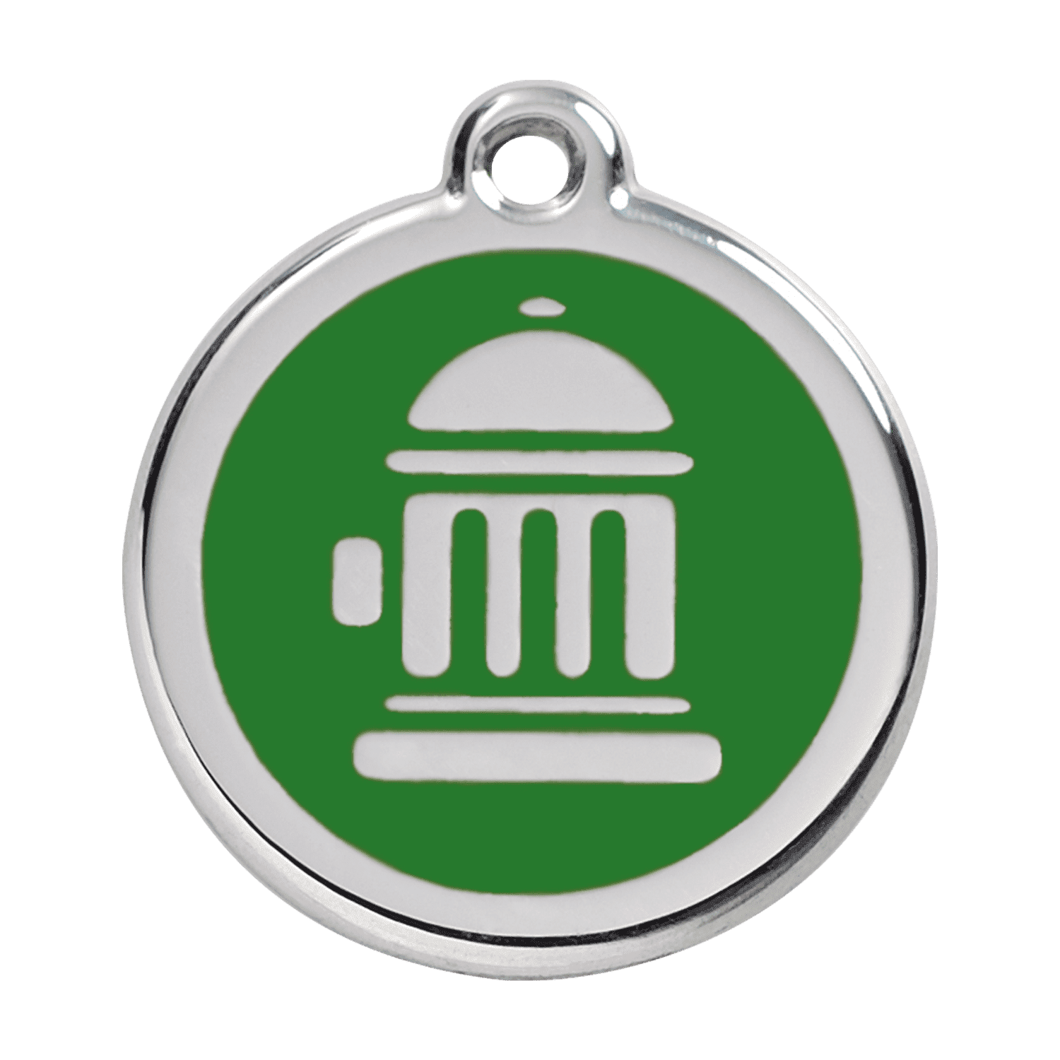 Vue avant - Médaille personnalisable pour chien Red Dingo Émail et acier inoxydable - Bouche d'incendie vert - Taglia L