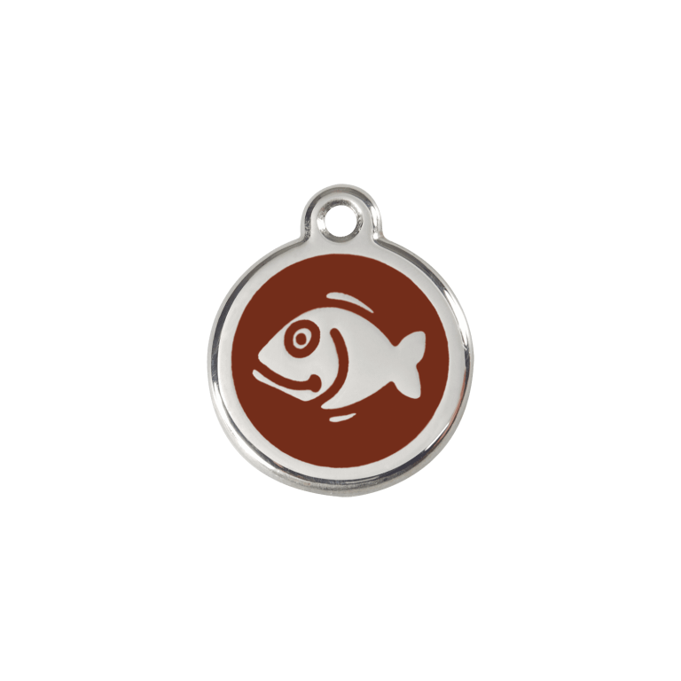 Vue avant - Médaille personnalisable pour chien/chat Red Dingo Poisson Brun S 20.00mm