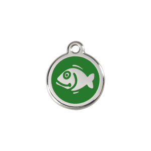 Medaglietta per gatto Pesce smalto verde acciaio inox piccola