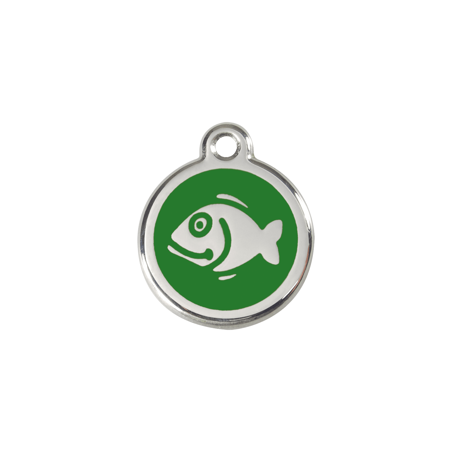 Vue avant - Médaille personnalisée pour chien/chat Red Dingo Émail/Acier inoxydable Poisson Vert S 20.00mm