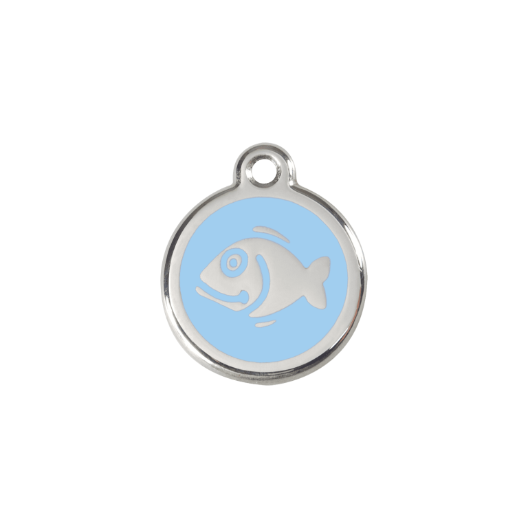 Vue avant - Médaille personnalisée pour chien/chat Red Dingo Émail/Acier inoxydable Poisson Bleu clair S 20.00 7G