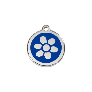 Medaglietta per gatto Fiore smalto blu scuro S