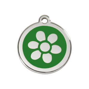 Medaglietta per cane medio fiore smalto verde acciaio inox