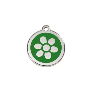 Medaglietta per gatto Fiore smalto verde in acciaio inox S