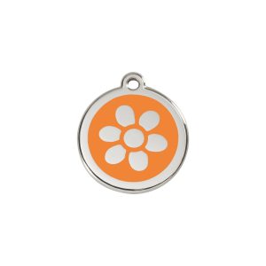 Medaglietta per gatto fiore smalto arancione S 20mm