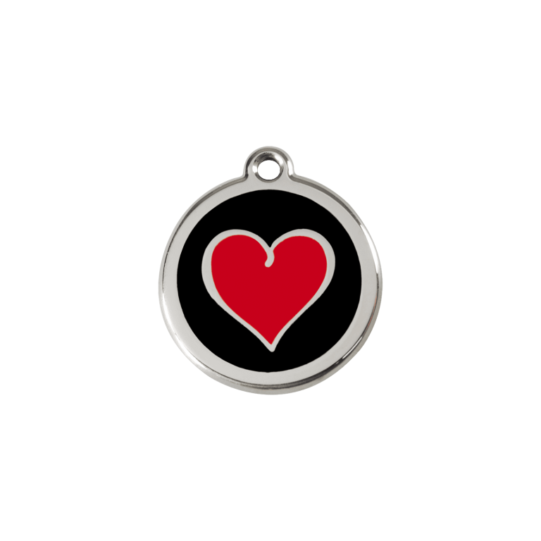 Vue avant - Médaille personnalisable pour chien/chat Red Dingo cœur noir - Taglia S 20.00mm - Gravure incluse