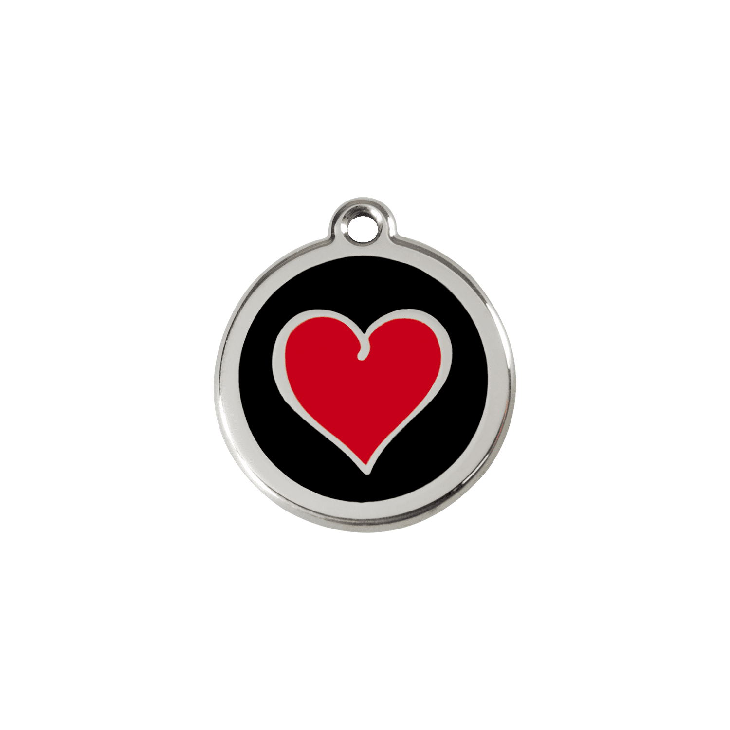 Vue avant - Médaille personnalisable pour chien/chat Red Dingo cœur noir - Taglia S 20.00mm - Gravure incluse