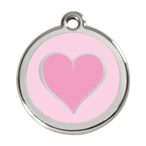 Medaglietta per cane grande cuore rosa in smalto e acciaio inox