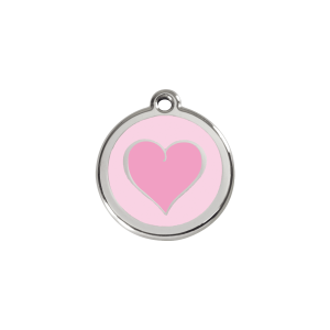 Medaglietta per gatto cuore rosa smalto e acciaio inox S