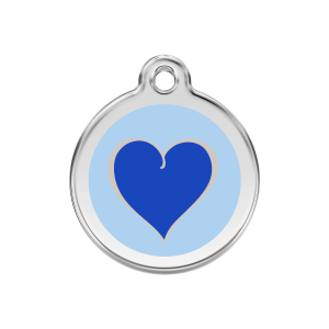 Medaglietta per cane medio Cuore Blu Scuro smalto e acciaio inox