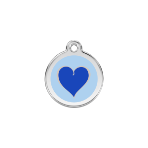 Medaglietta per gatto Cuore Blu Scuro Smalto Acciaio Inox S