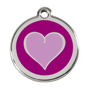 Medaglietta per cane grande Cuore colorato viola smalto e acciaio inox