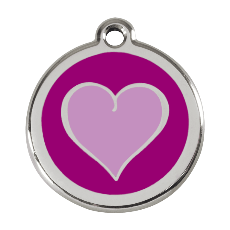 Vue avant - Médaille personnalisée pour chien Red Dingo Coeur violet - Taglia L - Réf : 01-HP-PU-LG