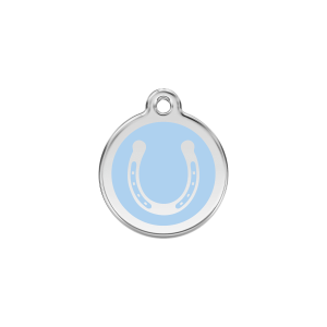 Medaglietta per gatto Ferro di cavallo smalto azzurro S 20 mm