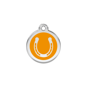 Medaglietta per gatto Ferro di cavallo smalto arancione S 20 mm