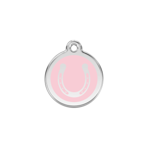 Medaglietta per gatto Ferro di cavallo smalto rosa S 20mm