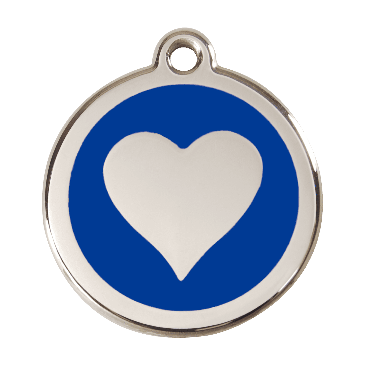 Vue avant - Médaille personnalisée Red Dingo cœur bleu foncé - Taglia L pour chien - Émail et acier inoxydable