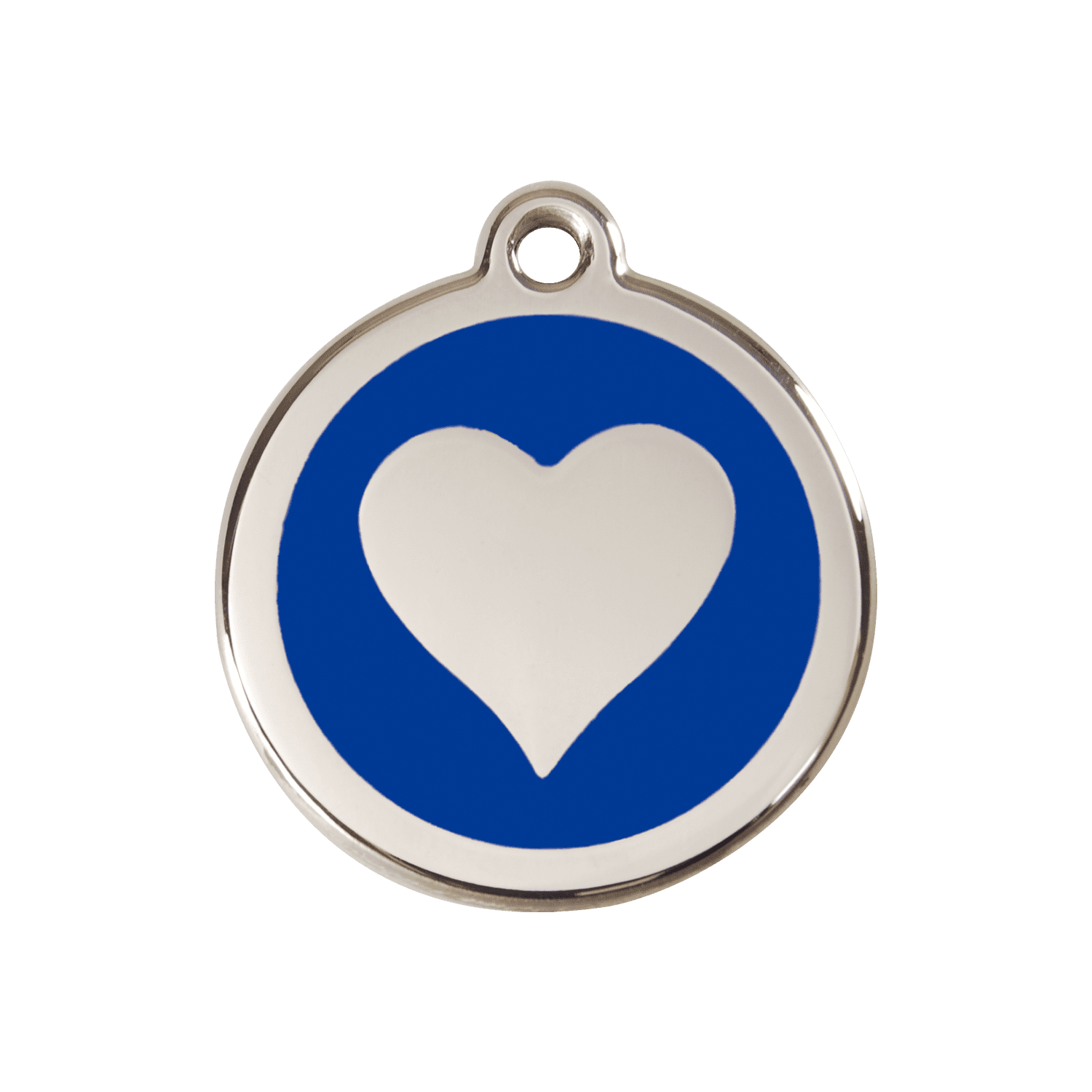 Vue avant - Médaille personnalisée Red Dingo cœur bleu foncé - Taglia M pour chien - Réf : 01-HT-DB-ME