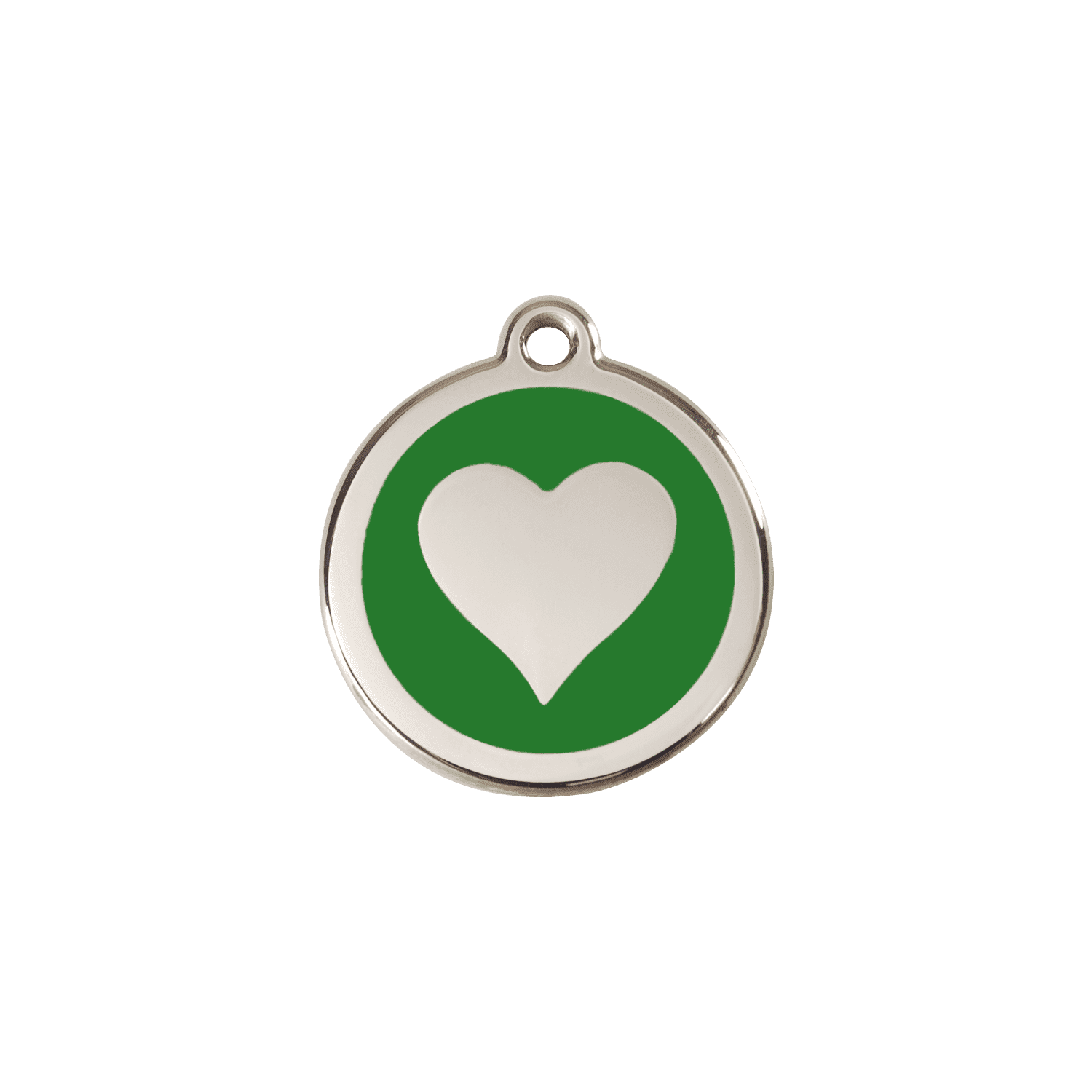Vue avant - Médaille personnalisée pour chien/chat Red Dingo cœur vert S 20.00mm - Gravure incluse