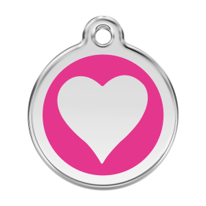 Medaglietta per cane grande cuore smalto rosa vivace