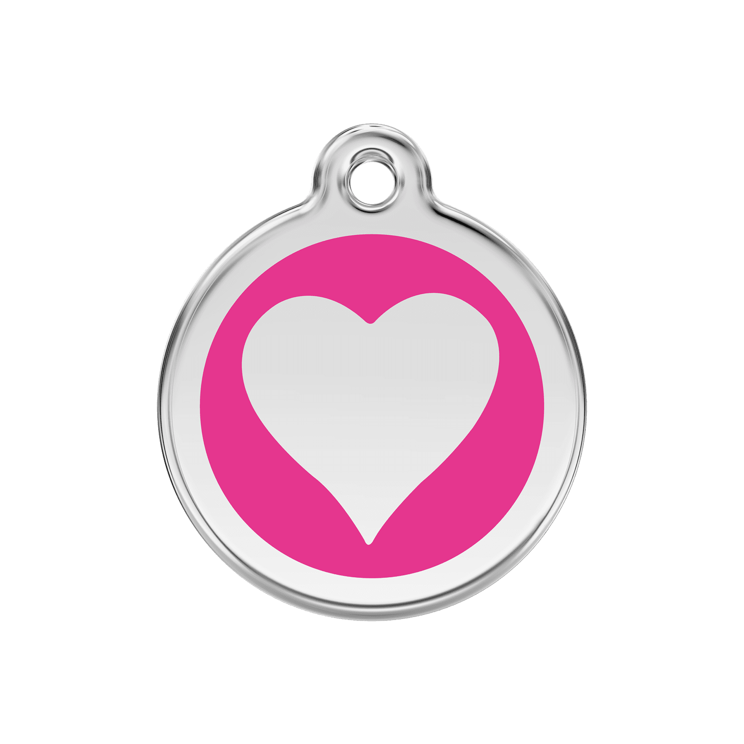 Vue avant - Médaille personnalisée pour chien Red Dingo cœur rose vif en émail et acier inoxydable - Taglia M