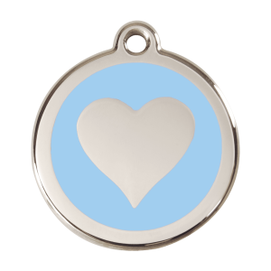 Medaglietta per cane grande cuore azzurro smalto e acciaio inox