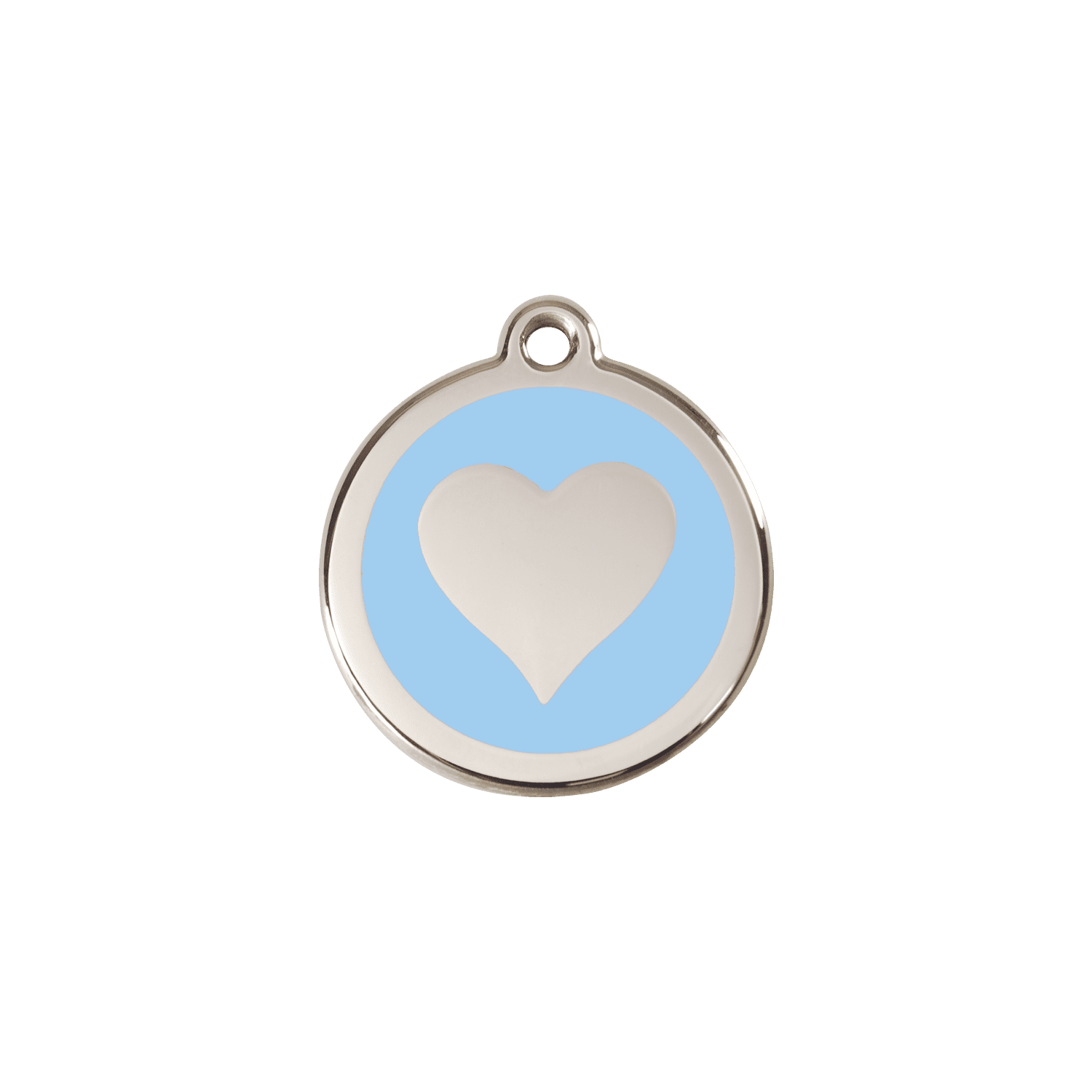 Vue avant - Médaille personnalisable pour chien/chat Red Dingo Émail/Acier inoxydable - Motif Cœur - Bleu clair - Taglia S