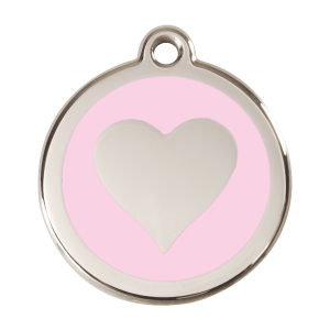Medaglietta per cane grande cuore rosa smalto e acciaio inox
