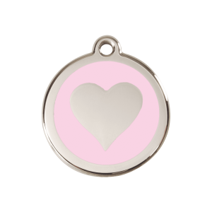 Medaglietta per cane medio cuore rosa smalto e acciaio inox