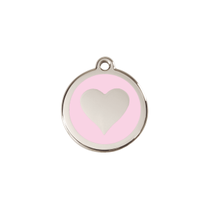 Medaglietta per gatto cuore smalto rosa piccola