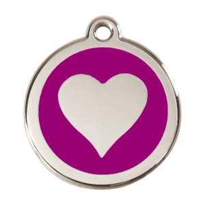 Medaglietta per cane grande cuore viola smalto e acciaio inox